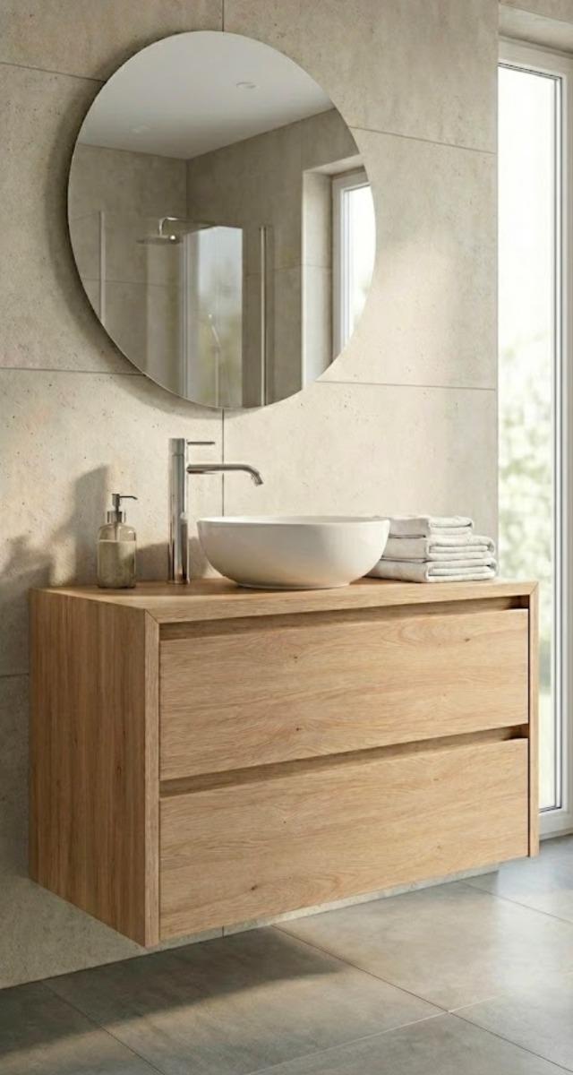 Teakea - Massives Badezimmer-Möbel aus Eiche, Modell Levanger | Schwebendes Design | 60-120 cm und individuelle Anfertigung