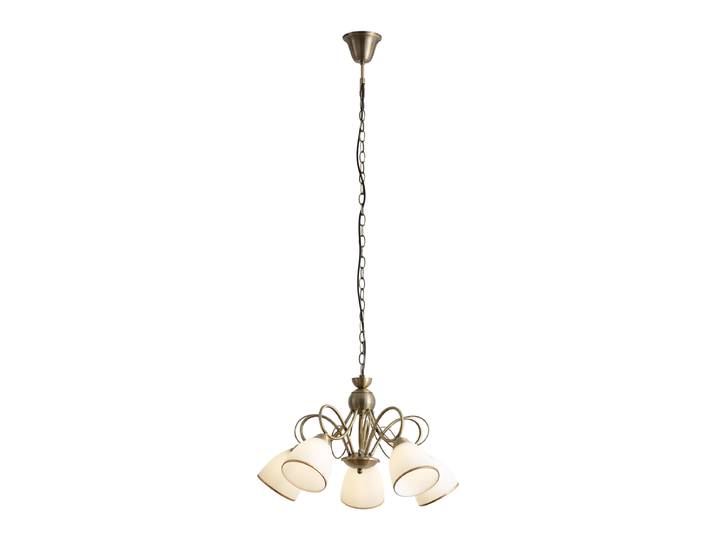 Suspension classique bronze avec verre opale 5 lumières -