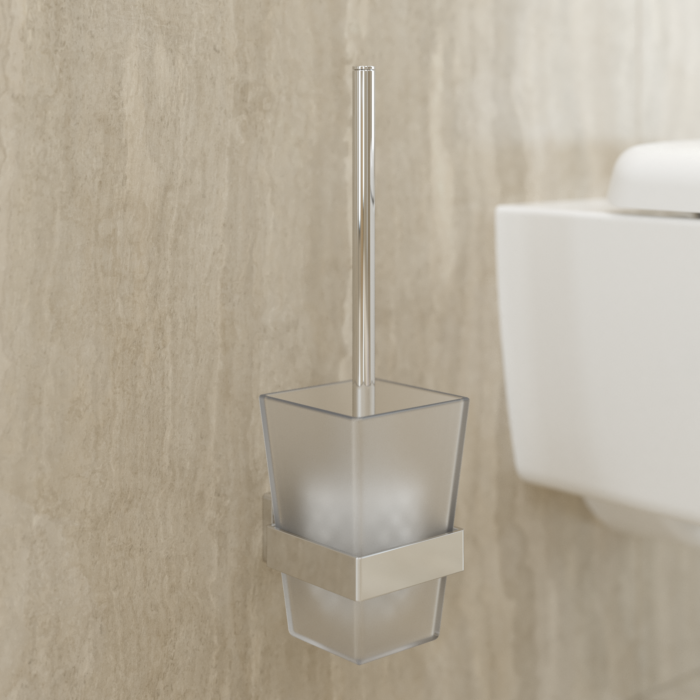 Villeroy und Boch Elements Striking Toilettenbürstengarnitur TVA15201700061 94x340x118mm, Glas satiniert, mit WC-Bürste, chrom