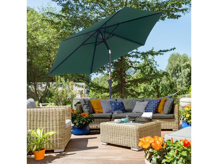 Outsunny Parasol Inclinable Ø2,6m Vert Aluminium