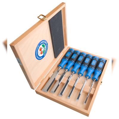 Kirschen 6-teiliger Stechbeitelsatz 1008 mit 2-Komponentenheft im Holzkasten bestehend aus 6+10+12+16+20+26mm