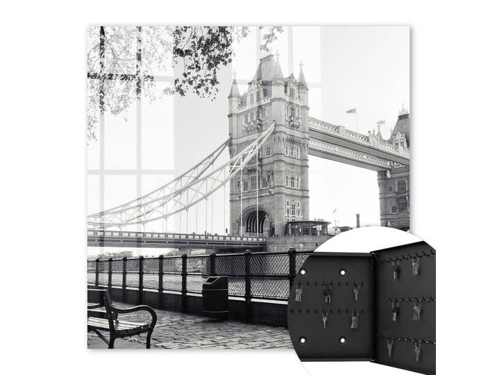 SCHLÜSSELBOX Schwarz 30x30 cm- Türöffnung nach rechts - gotische Brücke