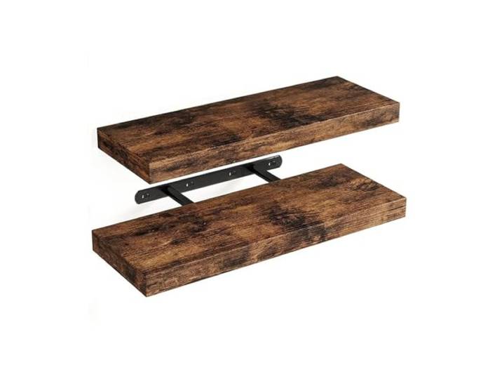 MBNFHIRBBX Unsichtbare schwebende Holzregale Wandmontiertes Hängeregal for Badezimmer, Schlafzimmer, Wohnzimmer und Küche(Brown2 Layer)