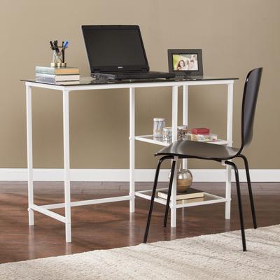 SEI Furniture Lynnwood Metal/Glass Student Desk - White