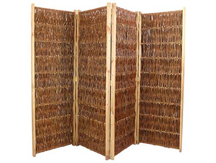Spanische Wand Raumteiler 4teilig 150 x 240cm aus Weide - Hochwertiger Sicht- und Windschutz aus Weidenzweigen 1,5m x 2,4m