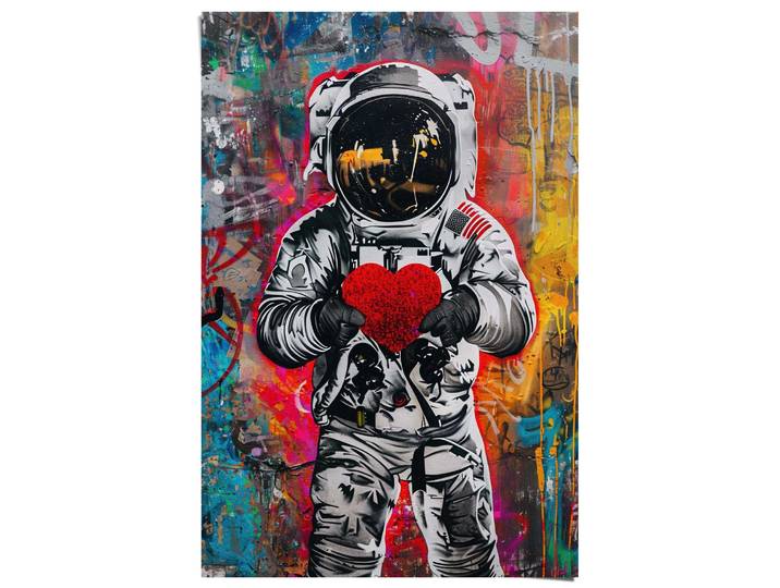 Poster REINDERS Astronauten-Graffiti , bunt (farbe bild(er): mehrfarbig), B:61cm H:91,5cm T:0,1cm, Bilder, Poster, Kinderzimmer - Mehrfarbig - 150 gr. Papier - Menschen - 61x91,5 cm