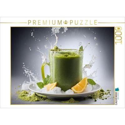 CALVENDO Puzzle Matcha-Latte serviert auf einem Bett aus zerstoßenem Eis | 1000 Teile Lege-Größe 64x48cm Foto-Puzzle für glückliche Stunden
