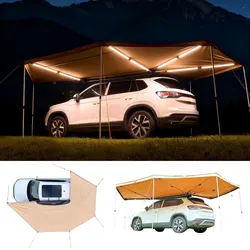 VEVOR Markise Auto, 5,7x3,87x2,1 m, 270°-Markise mit integrierten LED-Leuchten, Sonnensegel, UV50+, freistehende Allwetter-Automarkise, Sonnenunterkunft für SUV & LKW, ideal für Camping