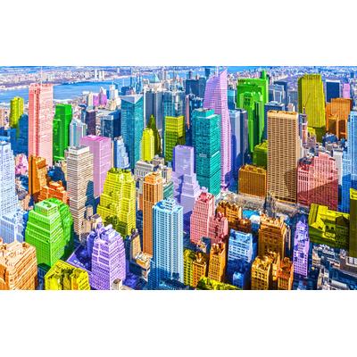 Fototapete PAPERMOON "POP ART-NEW YORK MANHATTAN KUNST SKYLINE STADT FARBIG", bunt, B:4m L:2,6m, Vlies, Tapeten