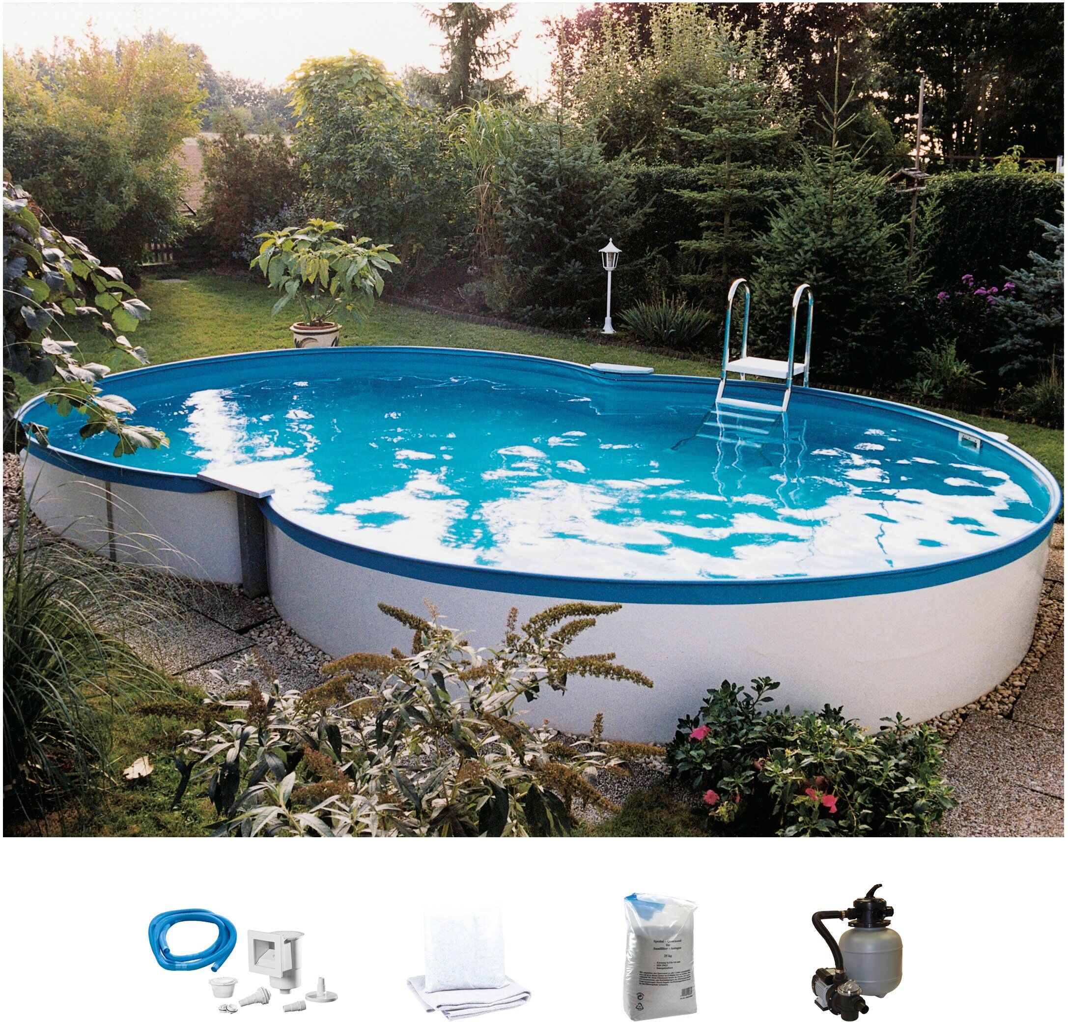 Achtformpool MY POOL BWT "MONTANA", weiß, B:360cm H:120cm L:625cm, Schwimmbecken, in verschiedenen Größen erhältlich