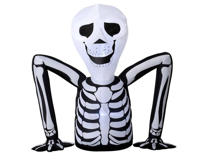 ComfortXL Halloween-Skelett De-42109 aufblasbar, aus dem Boden kriechend, mit Led, Schwarz, Kunststoff, 153x142x53 cm, Dekoration
