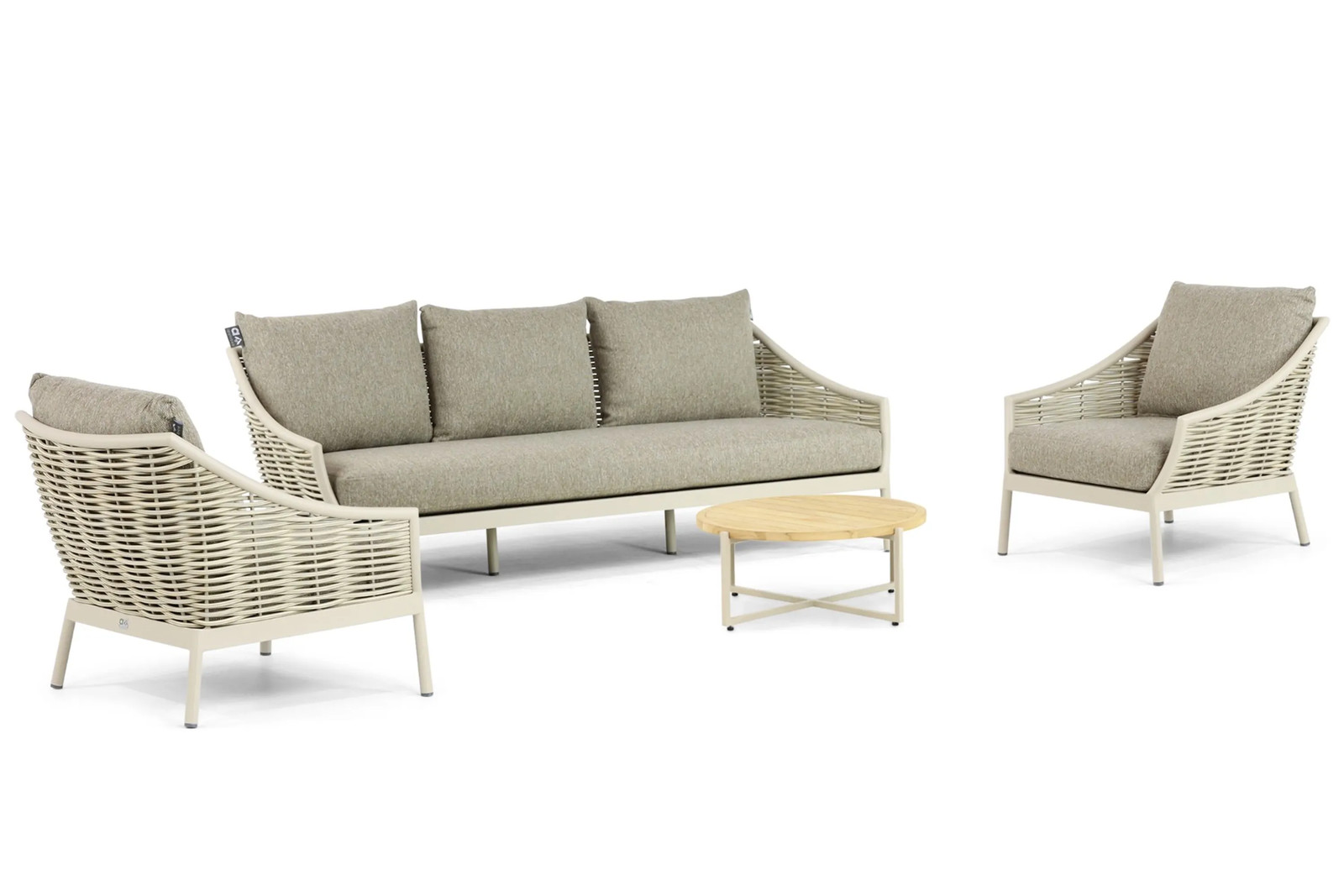 Apple Bee Milou 4-delige loungeset met beige kussens en aluminium frame