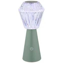 Tischlampe Beistellleuchte Dekoleuchte RGB LED Kristall klar USB Touch Akku grün