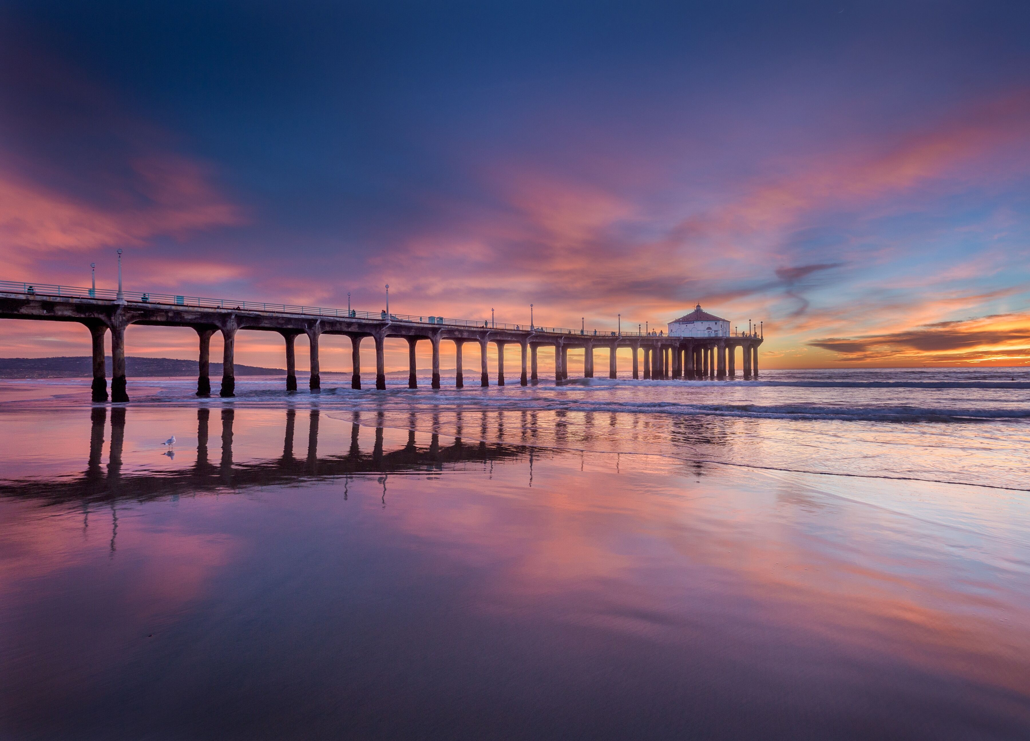 Fototapete PAPERMOON "Pier at Sunset", bunt, B:2,5m L:1,86m, Vlies, Tapeten, Fototapete bunt B/L: 2,5m x 1,86m, Bahnen: 5 Stk.
