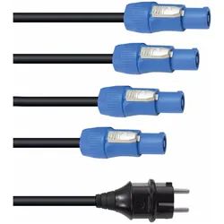 Eurolite P-Con Netzkabel 1-4, 3x2,5mm2, Stromkabel, Schwarz