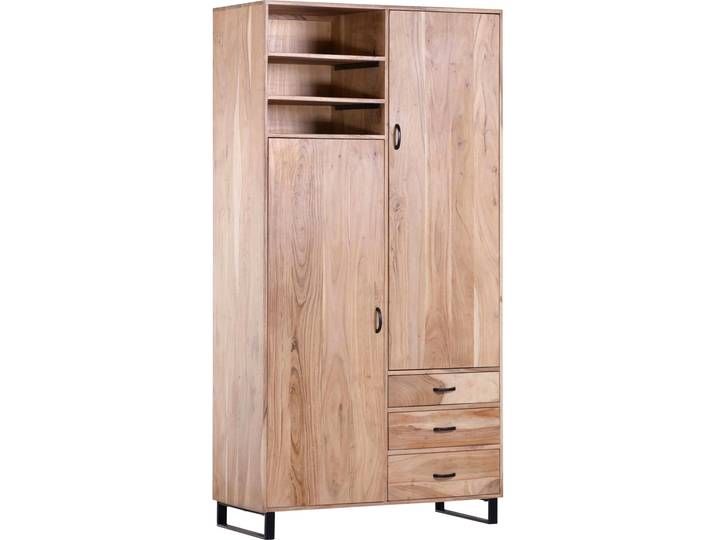 Stauraumschrank GUTMANN FACTORY Georgia , beige (natur), B:100cm H:195cm T:47cm, Massivholz, Schränke, Stauraumschrank, aus massivem Akazienholz, Höhe 195 cm