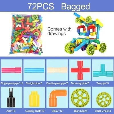 Useful Little Things Pipe Building Blocks Construction Set 72 Pcs