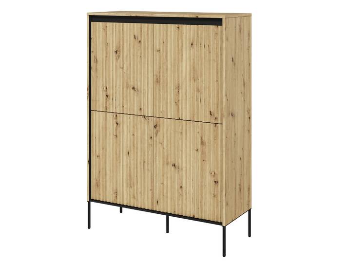 Vier­türige hohe Kommode Trend 98 cm mit LED Artisan-Eiche