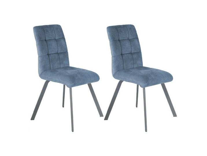 JOHN - Lot de 2 Chaises Capitonnées Bleu Gris
