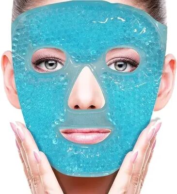 Silver Stone Store Spa Ice Cold & Hot Heat Full Face Eye Mask, Gel Beads Compress For Puffy Eyes & Dark Circles blue