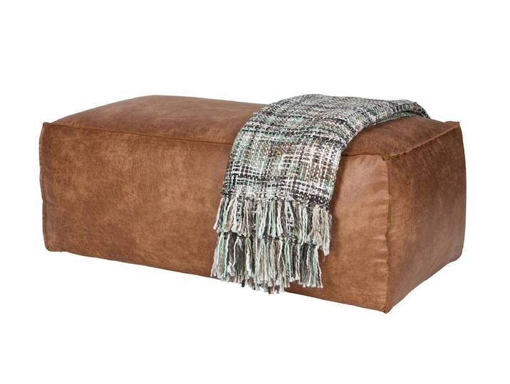 Maison ESTO Fußhocker MODEO aus Leder Mix cognac Fußhocker Sitzhocker, auch als Couchtisch verwendbar