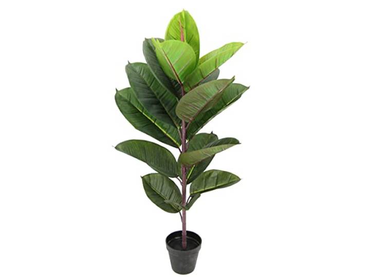 Gummibaum künstlich groß Kautschukbaum Kunstpflanze Pflanze Dekobaum Grünpflanze Baum Zimmerpflanze mit Blumentopf Dekopflanze Künstliche Büropflanze Ficus, 84x40x40cm