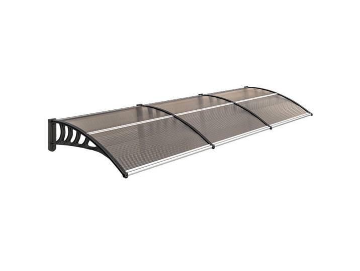 Outsunny Pultvordach Polycarbonate Aluminium Braun Schwarz, Kunststoff, 96x27x303 cm, Sonnenschutz