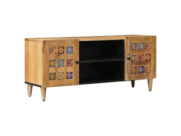 Molumvel TV-Schrank aus Massivholz Mango, Sideboard mit Regalen & Türen Stabiles Entertainment-Center, Viel Stauraum, Modernes Minimalist-Design
