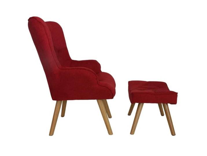 Fauteuil et pouf en tissu Rouge - Poltrona da Camera - Contemporain - Design - Pour Enfant