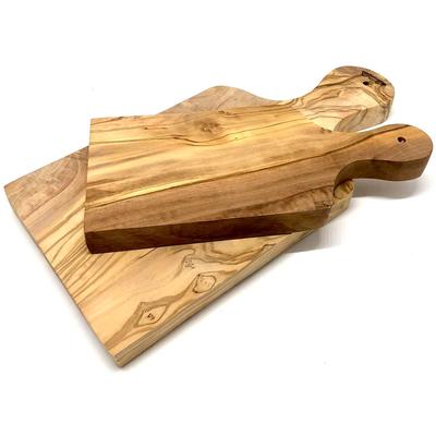 Schneidebrett OLIVENHOLZ-ERLEBEN "mit Griff aus hochwertigem naturbelassenem Olivenholz", braun, B:10cm L:23cm, Massivholz, Schneidebretter, Einzigartige Maserung, Brett mit Griff, Kräuterbrett und Schneidebrett