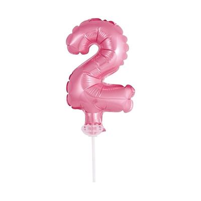 Kuchendeko Mini Folienballon rosa Zahl 2