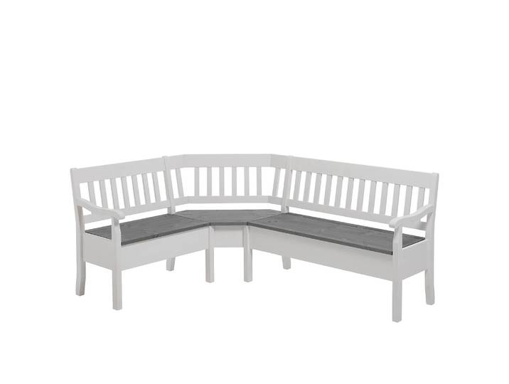 Eckbank Boston I 170cm Weiß/Kiefer Grau/Kiefer Weiß