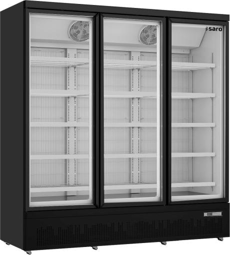 Saro Tiefkühlschrank mit 3 Glastüren - 1563 Liter, schwarz, Umluft