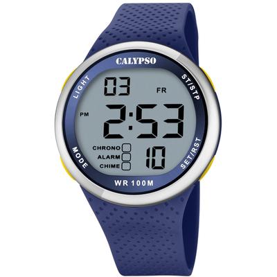 Chronograph CALYPSO WATCHES "Color Splash", blau, Armbanduhren, Herren, blau-silberfarben, Chronograph, Armbanduhr, Quarzuhr, Herrenuhr, digital, Datum, Stoppfunktion
