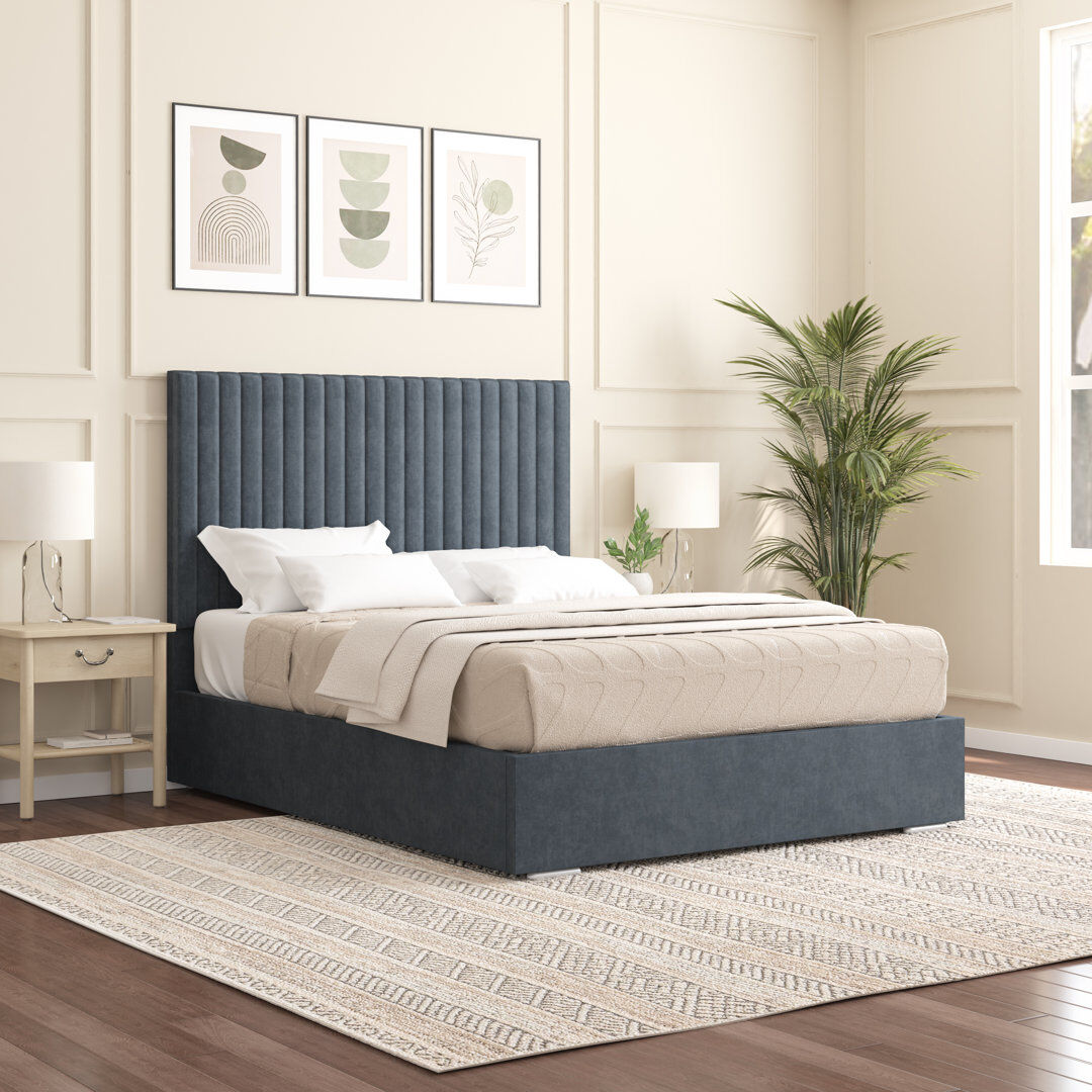 Brayden Studio Aidean Upholstered Bed Frame Charcoal Small Double (4')