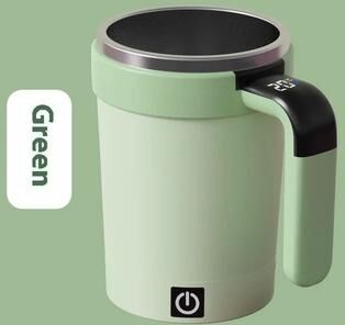 Inspire Select Smart Self Stirring Temperature Display Mug USB Rechargeable Magnetic Coffee & Protein Mixer Cup 13 Fl Oz green