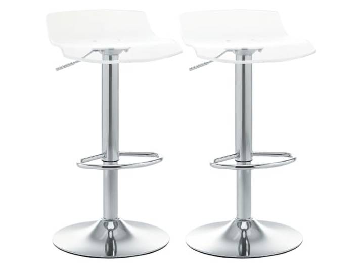 HOMCOM 2er-Set Acryl-Barhocker, 360° drehbar, transparent Modernes Design, Metallbeine, höhenverstellbar, mit Fußstütze