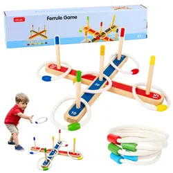 Geschicklichkeitsspiel mit Holzringen, Familienspiel mit Punktewertung