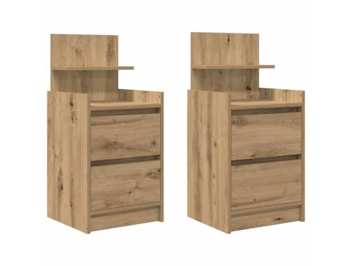 LMTYOENFG Nachttisch 2er Set mit 2 Schubladen Artisan-Eiche 38x34x80 cm Kompakte Beistelltische fürs Schlafzimmer mit zwei Auszügen und Wandfixierung für mehr Standfestigkeit und Ordnung.