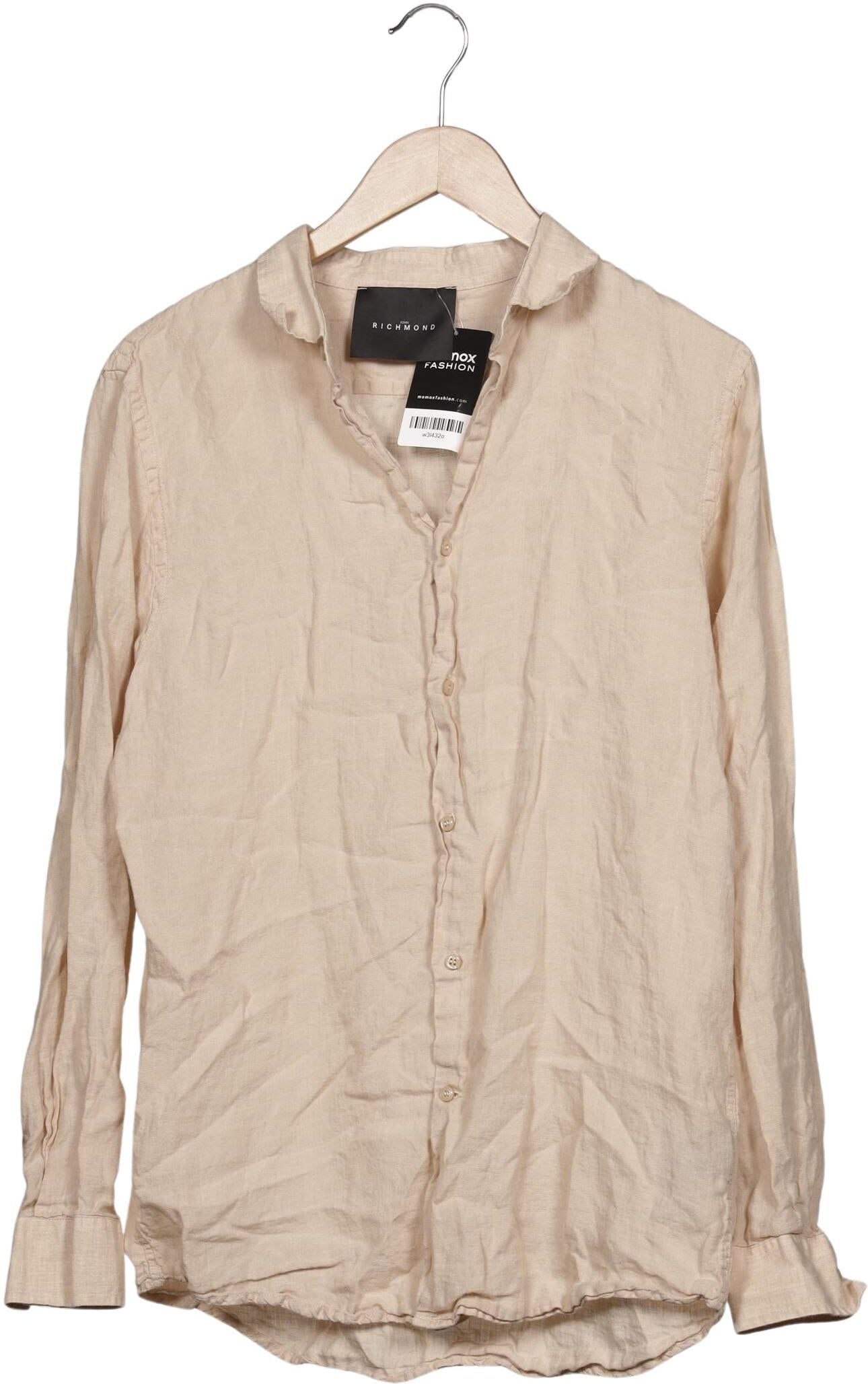 John Richmond Herren Hemd, Beige, Gr. M, Leinen - Second Hand