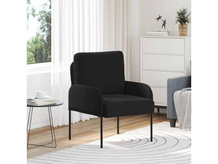 ZQQLVOO Sofa Mit Kissen 55cm Schwarz, Sperrholz Polyesterbezug, Metallbeine, Abwischbar, Robust, Modernes Design