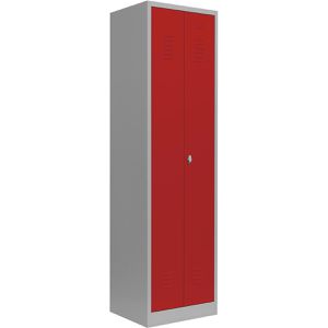 Lüllmann Spind 510424, Doppelspind, rot, 2 Abteile, mit Drehriegelschloss, 60 x 180 cm