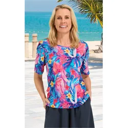 Viskose-Shirt in Druck violett in Größe 48/50 von DW-Shop, Violett, 48/50