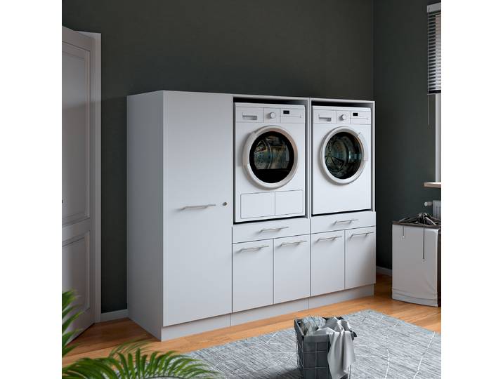 Set de buanderie H 186 x 162cm Blanc/Blanc