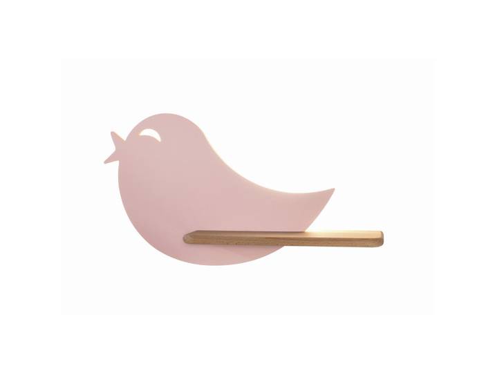 Kinderwandleuchte Bird, Pink, Holz, Metall, Eiche, 12x21.5x40 cm, RoHS, Europäischer Sicherheitsstandard, einfach zu transportieren, Lampen & Leuchten, Innenbeleuchtung, Kinderzimmerlampen, Kinderwandleuchten