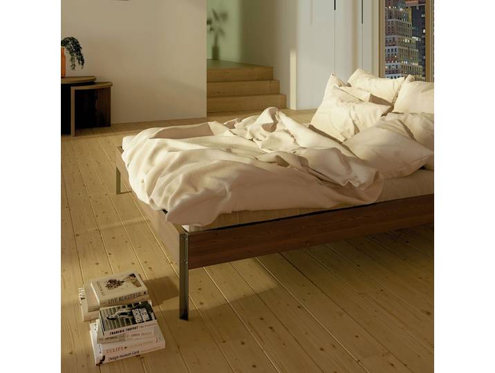 LIT CORE en pin massif foncé 160x200