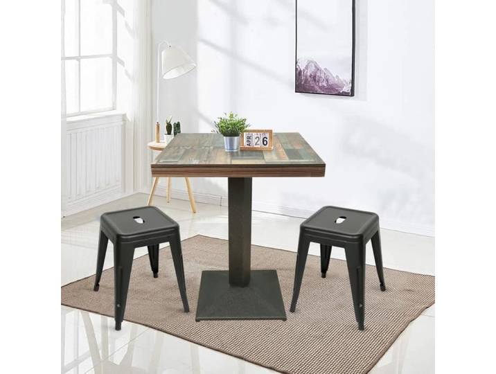 Table de Bar carrée HUOLE - Gris Aspect bois - 60x60x75cm