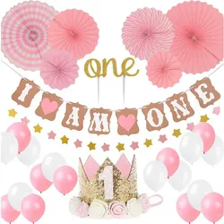 Ein Set Geburtstagsballons für ein Mädchen – rosa