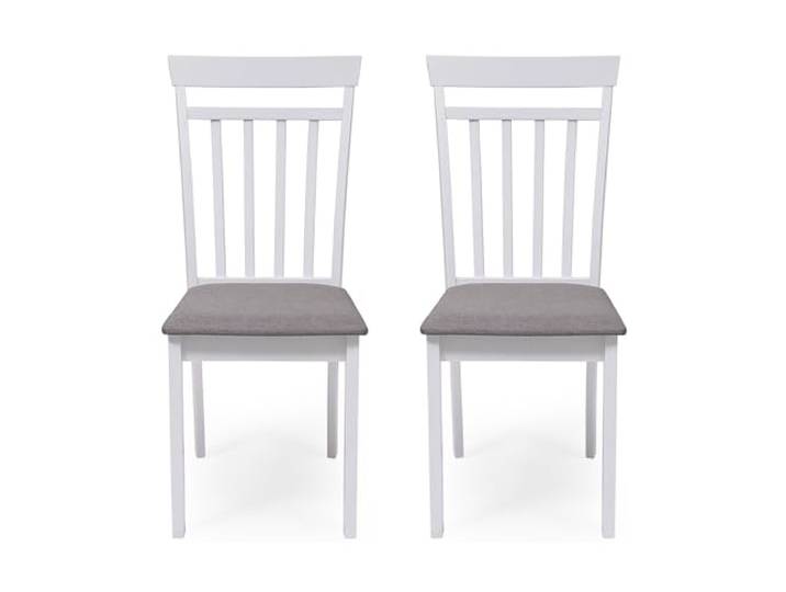 Homely Set Mit 2 Esszimmerstühlen oder Küchenstühlen - Kansas Gestell Holz Farbe Hellgrau Gepolstert Farbe Grau Ergonomische Rückenlehne Stuhl für Esszimmer, Wohnzimmer oder Küche Weiß