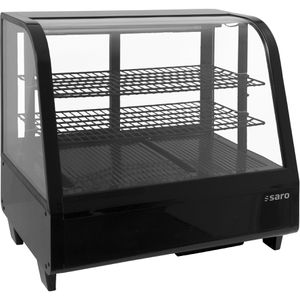 Saro Kühlvitrine Katrin, 330-1030, schwarz, 100 Liter, Umluftkühlvitrine, doppelt verglast